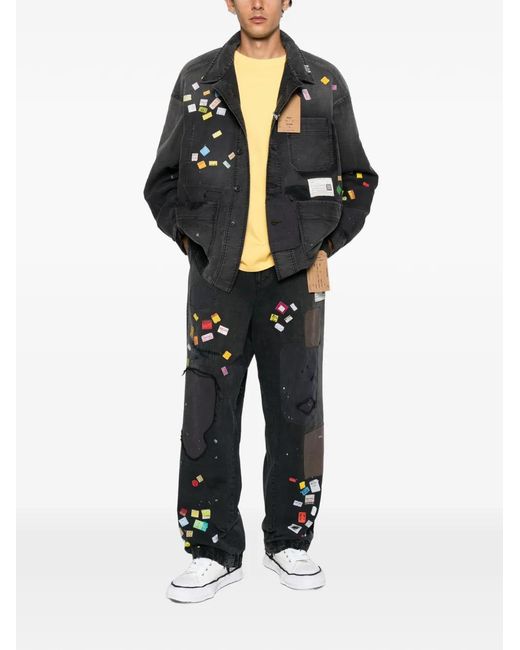Maison Mihara Yasuhiro White Patchwork Ticket-Print Jeans for men