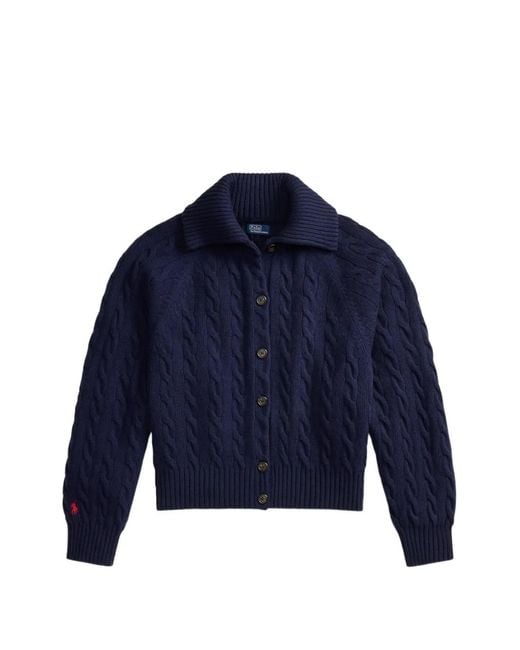 Polo Ralph Lauren Blue Cable-Knit Cardigan