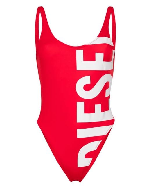 Maillot De Bain À Logo Imprimé DIESEL en coloris Red