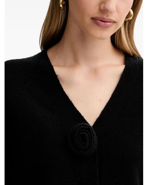 Liviana Conti Black Gabriela Rose-Button Cardigan