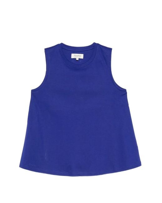 Psophia Blue Sleeveless Crew-Neck Cotton Tank Top