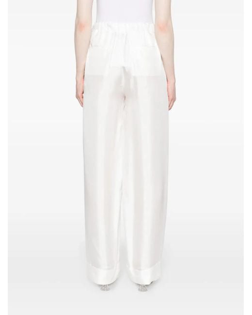 Pantalon Palazzo En Soie À Taille Haute Blanca Vita en coloris White