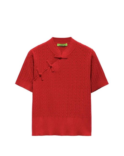 Shanghai Tang Red Qipao Knitted Top