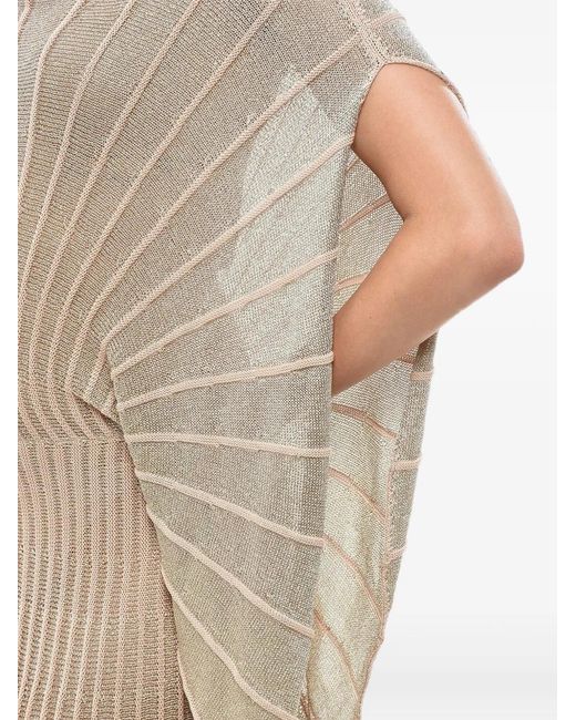 Stella McCartney Natural Lurex Midi Dress With Sculptural Design And Wide Cape-Effect Sleeves
