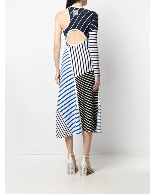 Vestido asimétrico con aberturas MARINE SERRE de color Blue