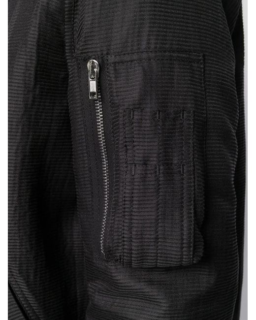 Rick Owens Black Bomber Jacket With Rib Collar for men