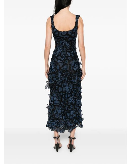 Jonathan Simkhai Women's Blue Midi Floral Lace Dress - ice4pros.com.br