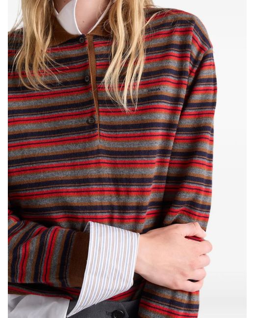Prada Red Gestreifter Kaschmirpullover