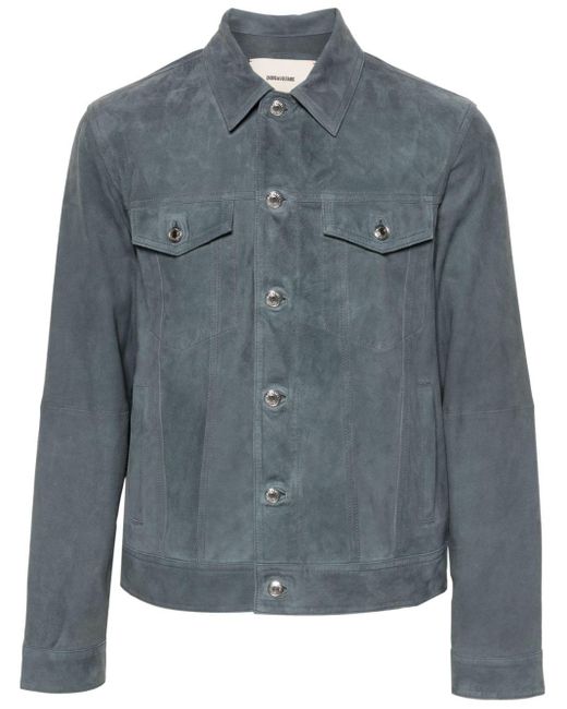 Zadig & Voltaire Blue Suede Shirt Jacket for men