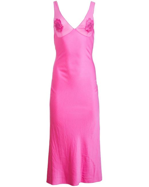 Fleur du Mal Sequin-embellished Slip Dress in Pink | Lyst