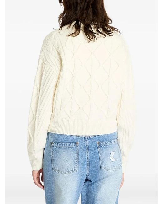 Wrangler Blue Cable-Knit Diamond-Pattern Sweater