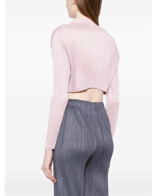 Pleats Please Issey Miyake Pink Plissé Cropped Top