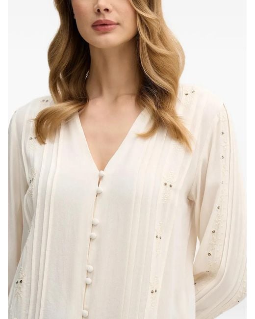 INTROPIA White Embroidered Button-Down Shirt