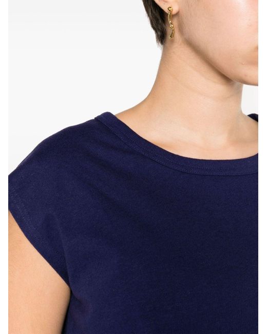 Lemaire Blue T-Shirt mit angeschnittenen Ärmeln