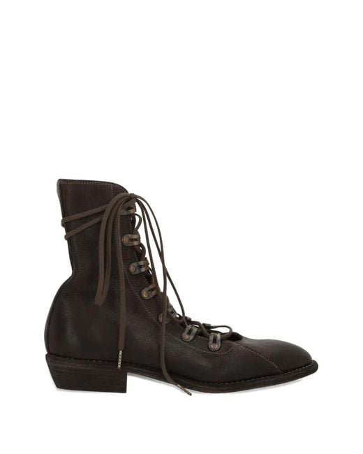 Guidi Black Lace-Up Leather Ankle Boots