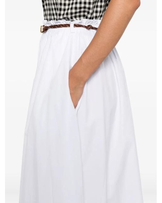 Falda midi con cintura elástica Miu Miu de color White
