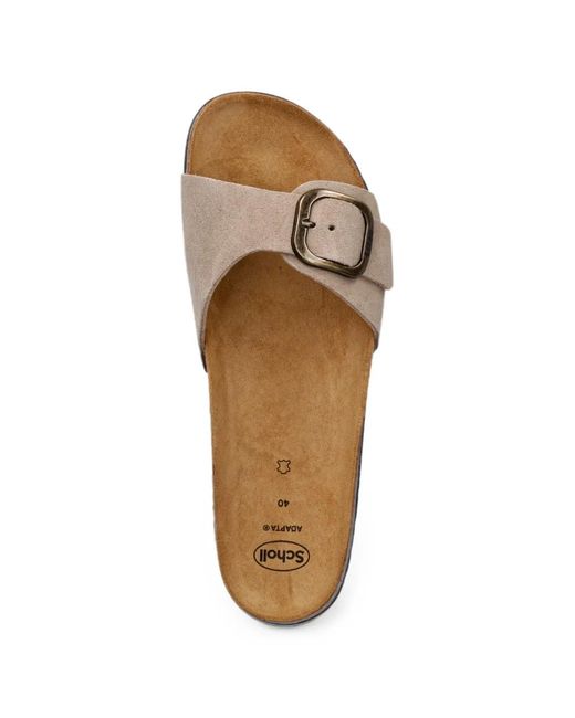 Scholl Brown Buckle-Fastening Slides