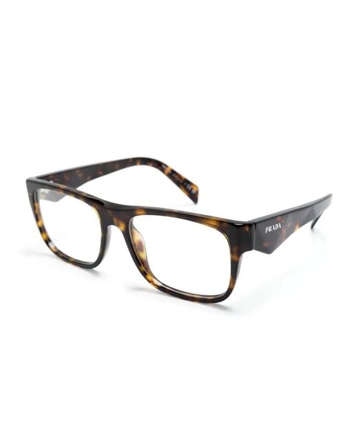 Prada Brown Tortoiseshell-Effect Square-Frame Glasses