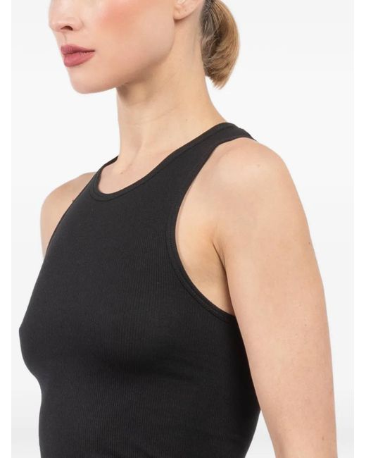 Tibi Black Ribbed Racerback Top