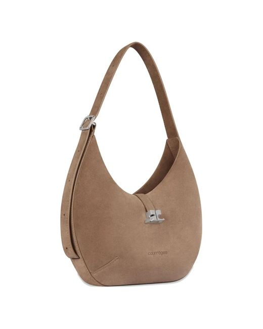 Courreges Natural Small Logo-Plaque Shoulder Bag