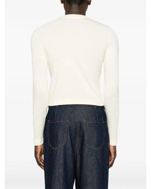 Jacquemus White Logo-Patch Long-Sleeve T-Shirt for men