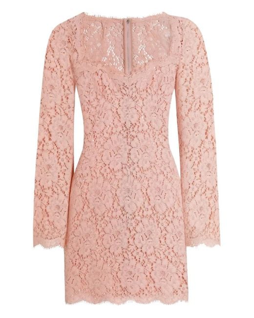 Dolce & Gabbana Pink Cordonetto Lace Mini Dress
