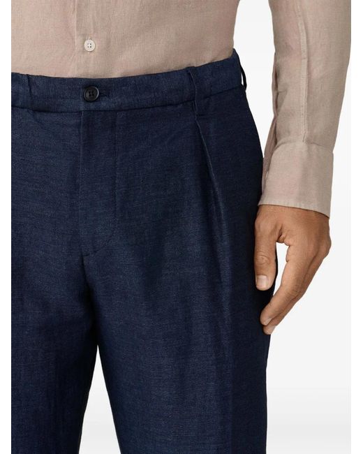 Hackett Blue Pantalon Chiné À Design Plissé for men