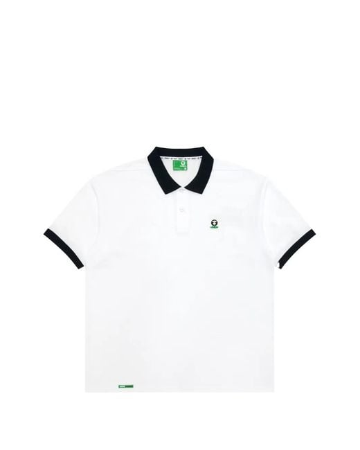 Aape By A Bathing Ape White Contrast Trim Polo Shirt for men