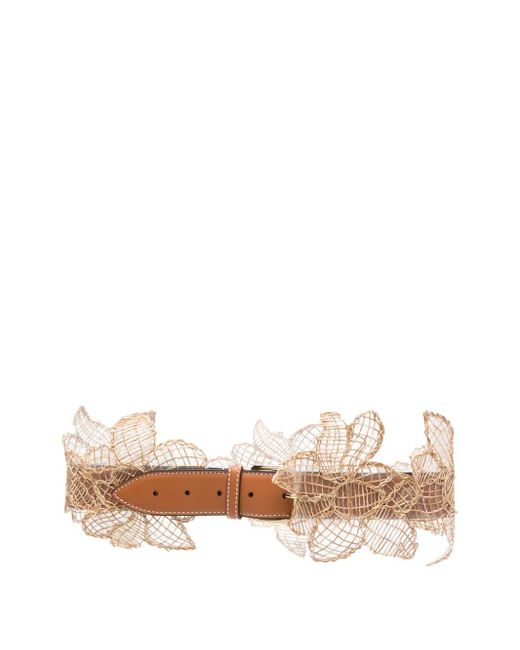 Ermanno Scervino Brown Floral-Motif Belt