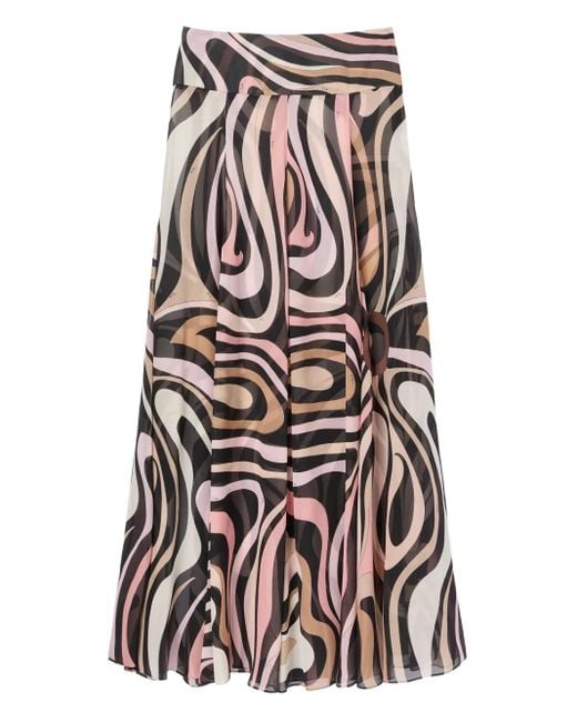 Emilio Pucci White Marmo-Print Maxi Skirt