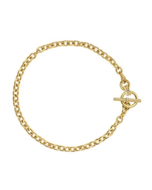David Yurman Metallic 18K Dy Mercer Petite Toggle Chain Diamond Necklace