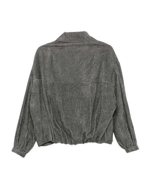 Alysi Gray Corduroy Zip-Up Jacket