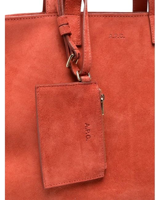 A.P.C. Red Drummer Suede Tote Bag