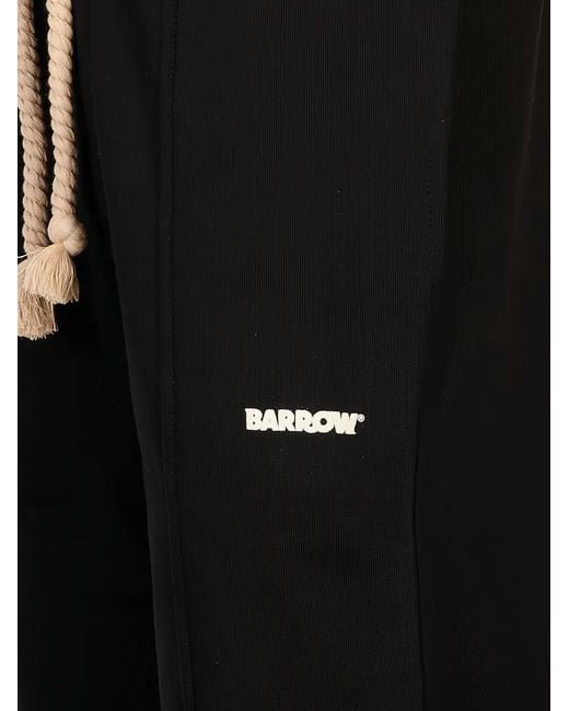 Barrow Black Logo-Print Rope-Drawstring Track Pants