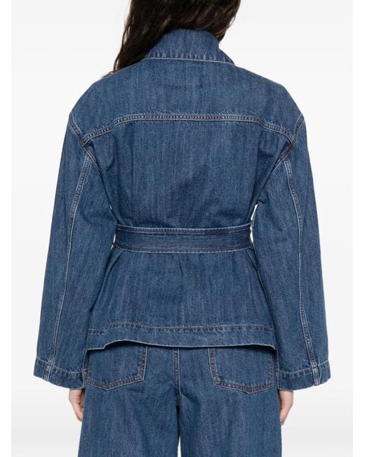 P.A.R.O.S.H. Blue Cojin Belted Denim Jacket