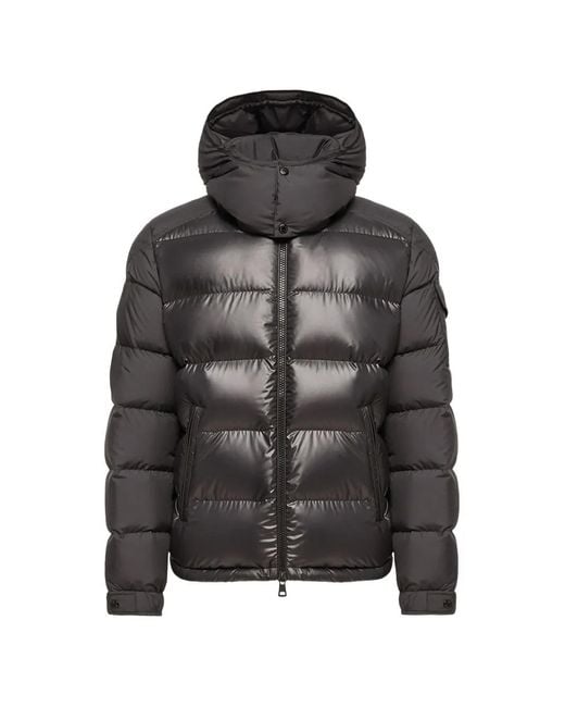 Moncler Black Hooded Quilted Jacket for men