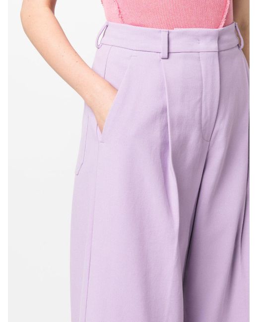 Sportmax Purple High-waisted Wide-leg Trousers