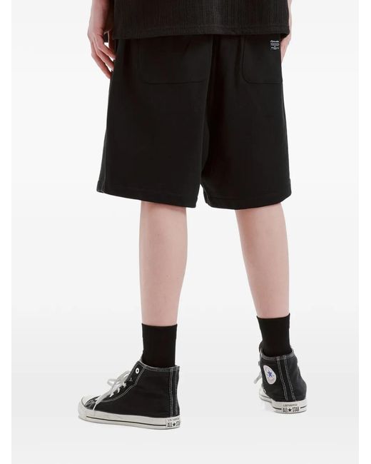 AFTERMATHS Black Drawstring-Waist Logo-Patch Shorts for men