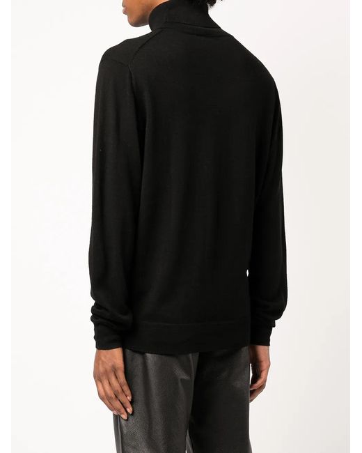 ROMEO HUNTE Black Roll-Neck Fitted Jumper