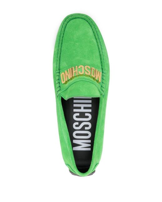 Moschino Loafer aus Wildleder mit Logo in Green für Herren