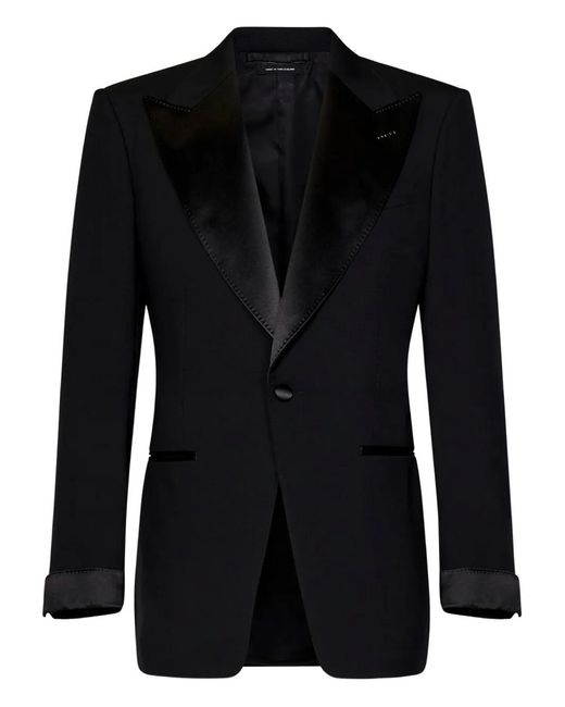Tom Ford Black Single-Breasted Wool Suit for men