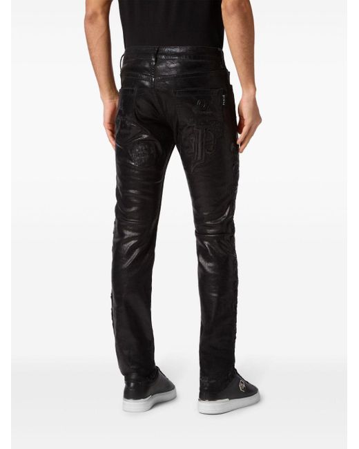 Philipp Plein Black Gothic Plein Skinny Jeans for men