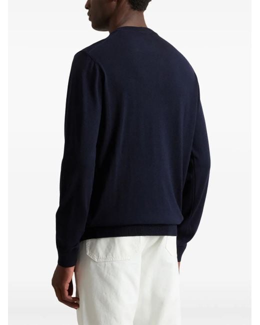 Woolrich Blue Crew Neck Virgin Wool Sweater for men