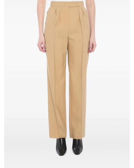 Max Mara Broek Met Geplooide Voorkant in het Natural
