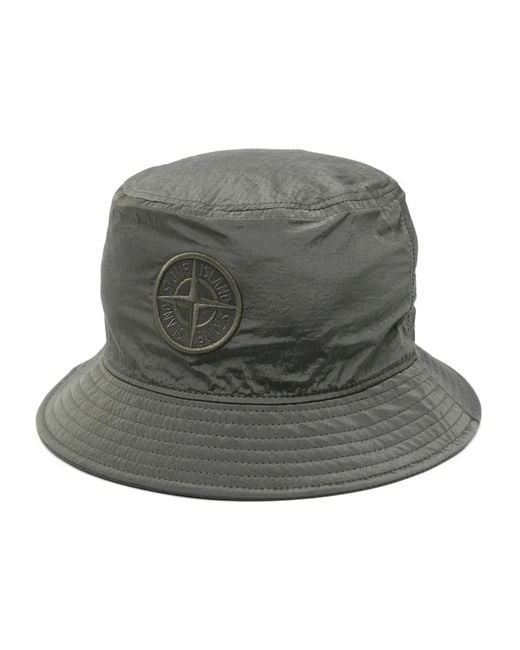 Stone Island Gray S0076 Nylon Bucket Hat Khaki for men