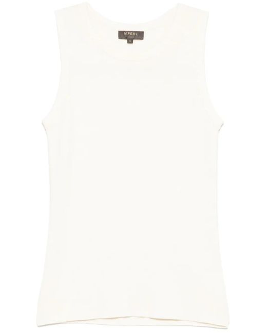 N.Peal Cashmere リブトリム タンクトップ White