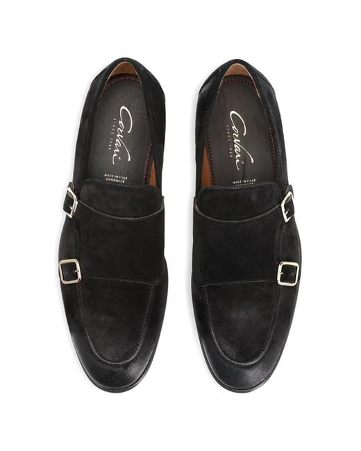 Corvari Black Double-Buckle Suede Shoes for men