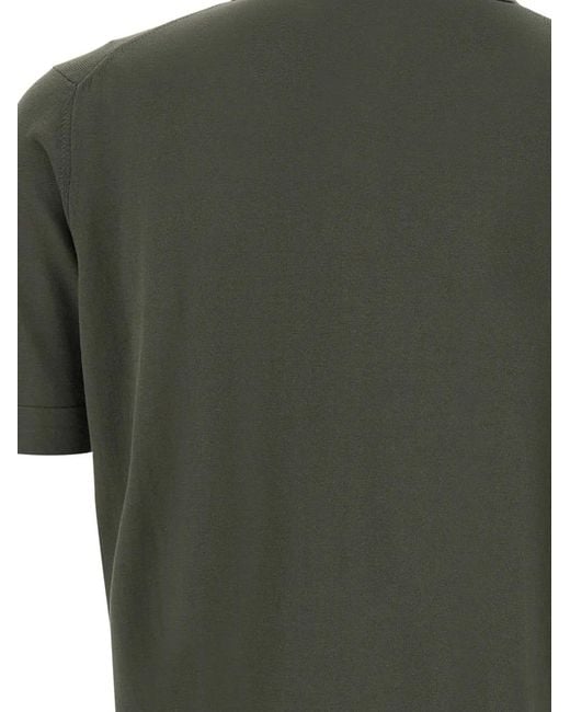 FILIPPO DE LAURENTIIS Green Short-Sleeve Ribbed-Trim T-Shirt for men