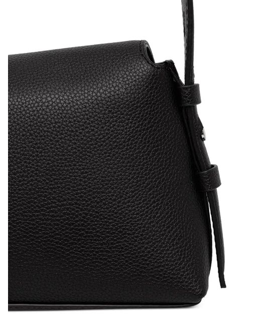 Karl Lagerfeld Black Logo-Plaque Pebbled Shoulder Bag