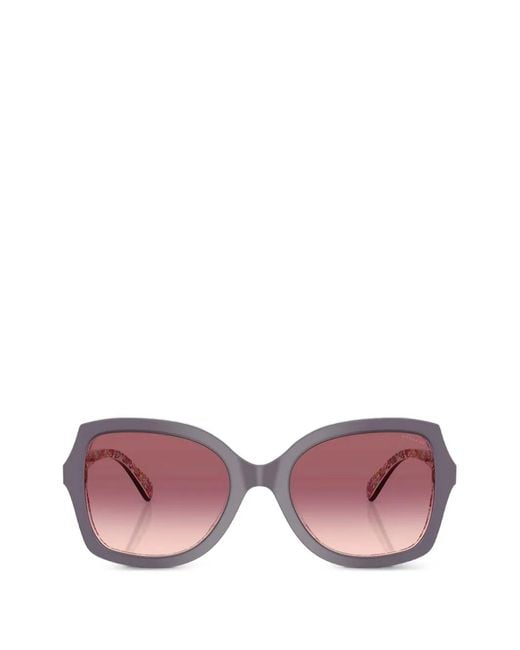 COACH Pink Tortoiseshell-Effect Butterfly-Frame Sunglasses